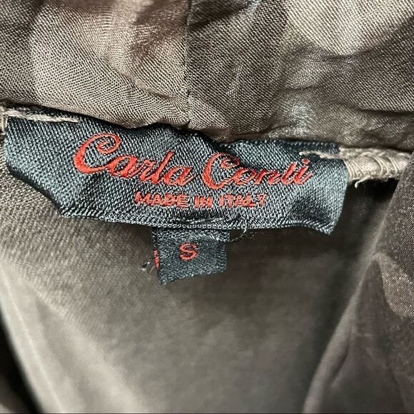 Carla Conti Sleeveless Dark Green Draped Neck Floral Silk Blouse Size Small - Picture 7 of 10